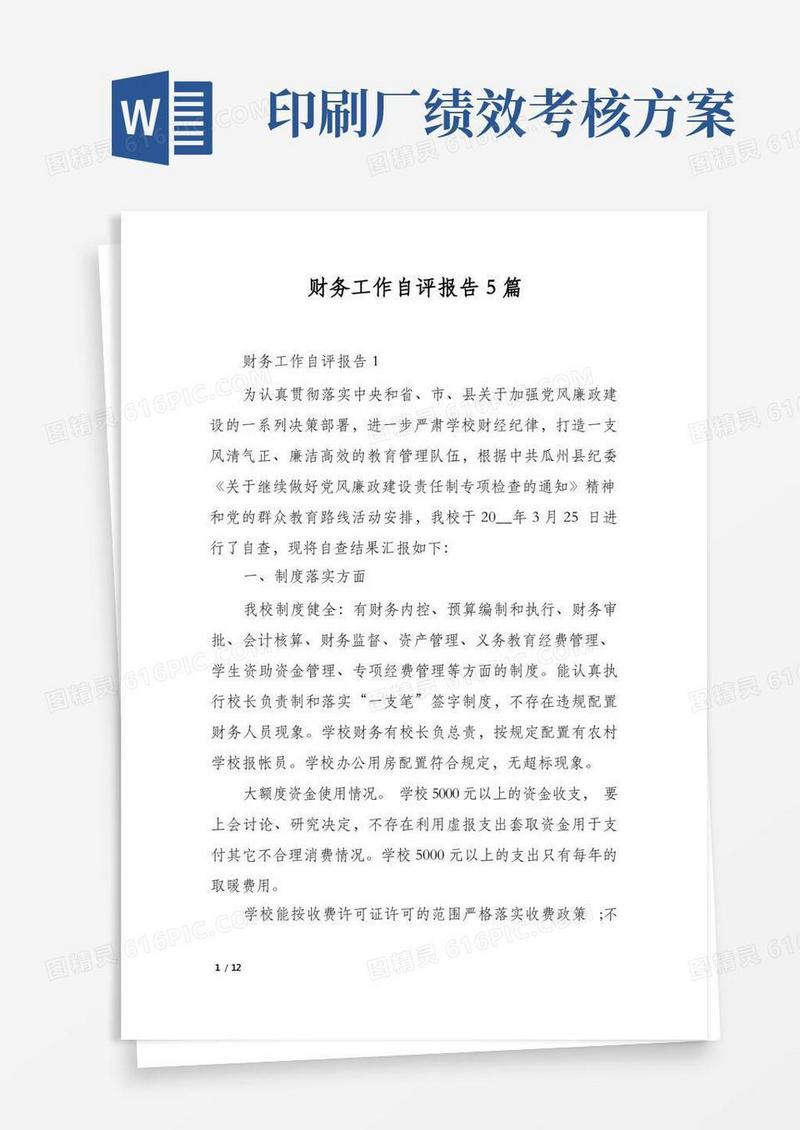 大气版财务工作自评报告5篇