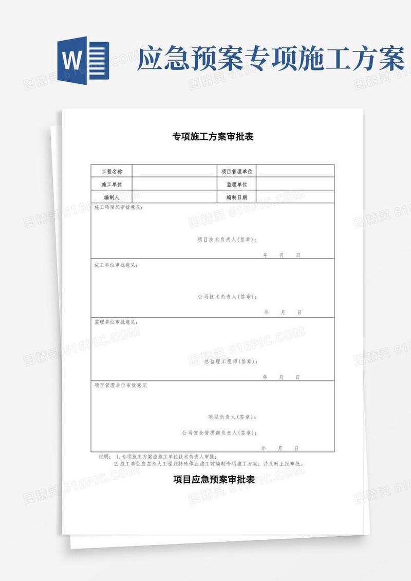 实用的专项施工方案及应急预案审批表