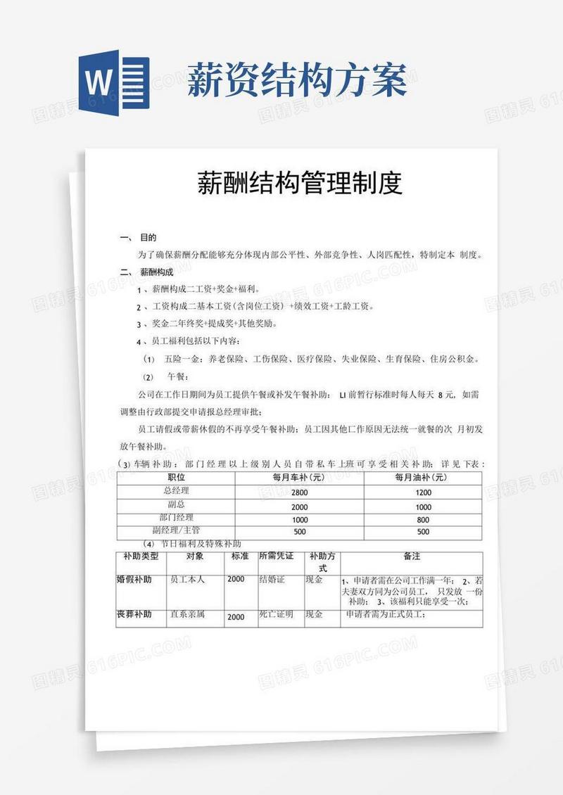 简洁的薪酬结构制度