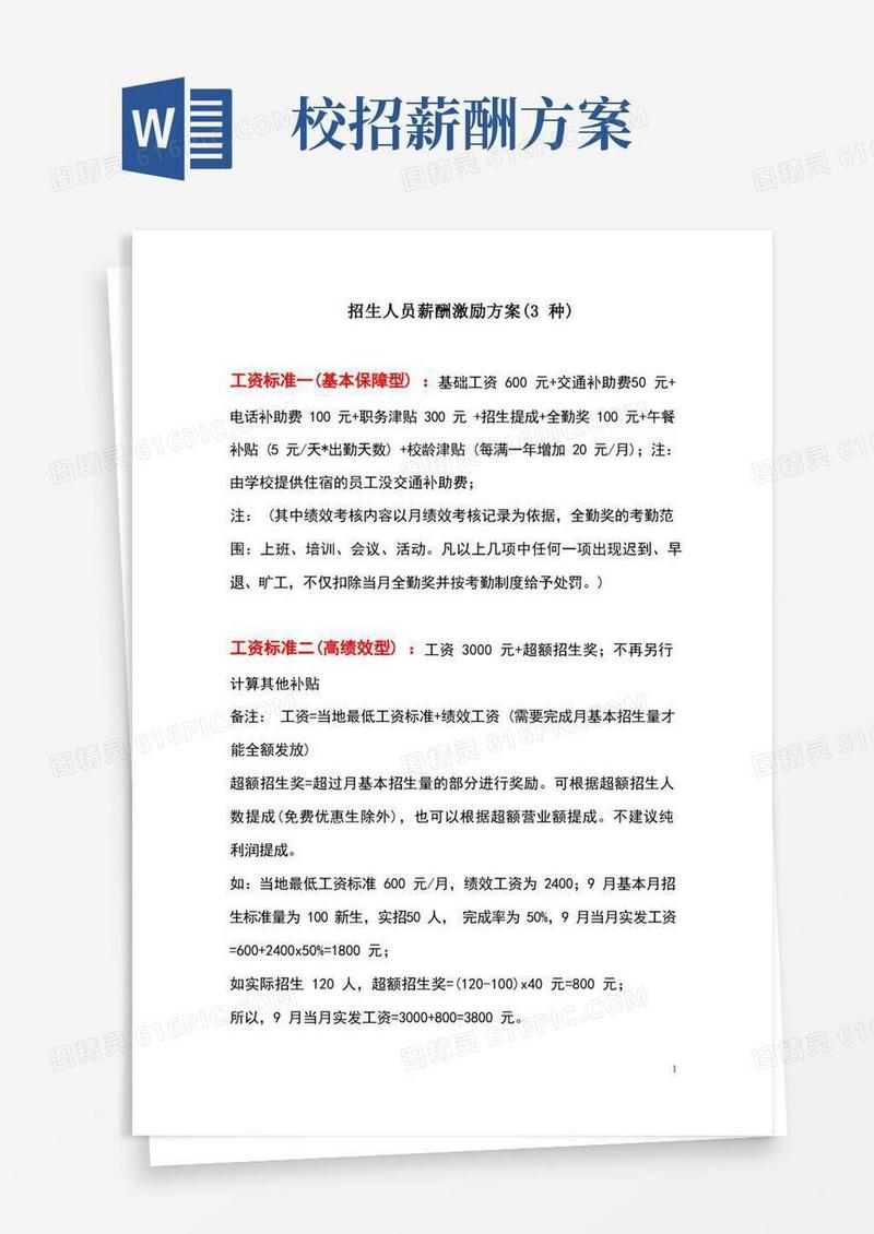 方便的招生人员薪酬激励方案