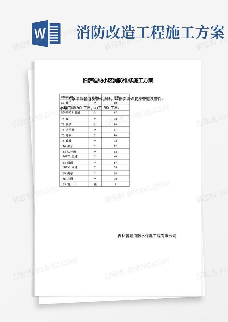 简易版消防管道改造维修施工方案