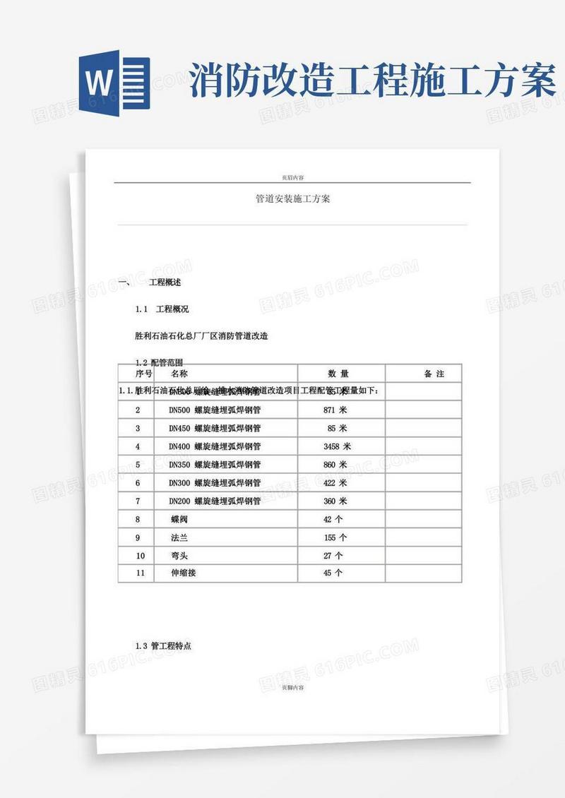 大气版消防管道改造安装施工方案