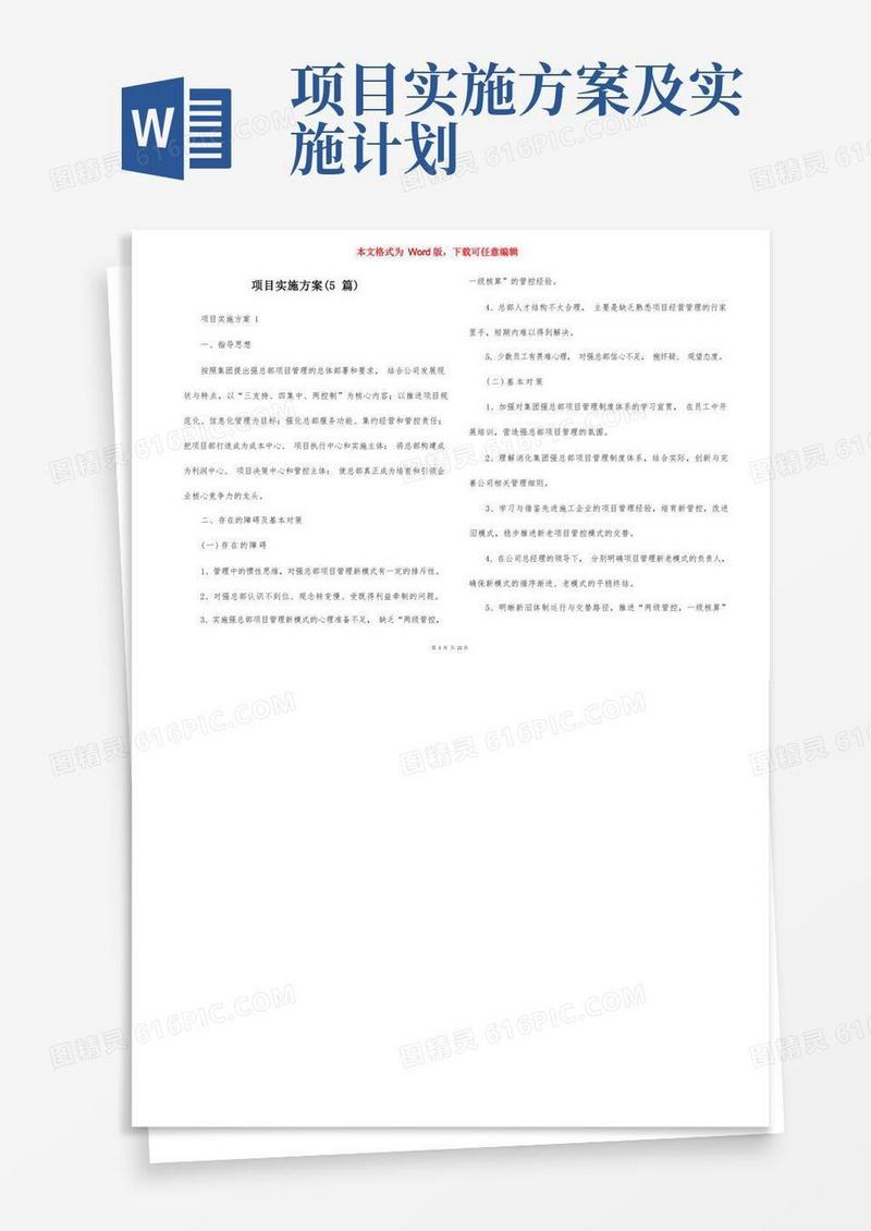 简洁的项目实施方案（5篇）