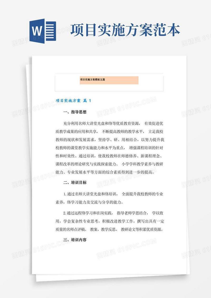 简易版项目实施方案模板五篇