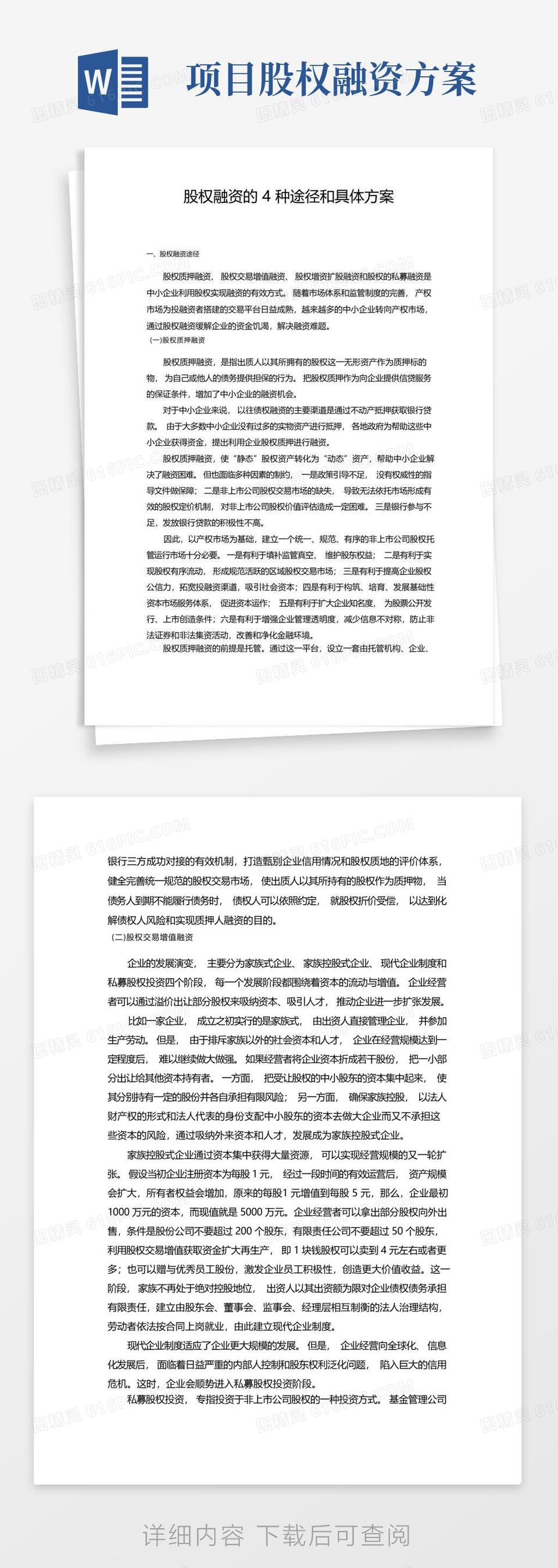 股权融资的4种途径和具体方案word模板免费下载_编号ve0aw9m4p_图精灵