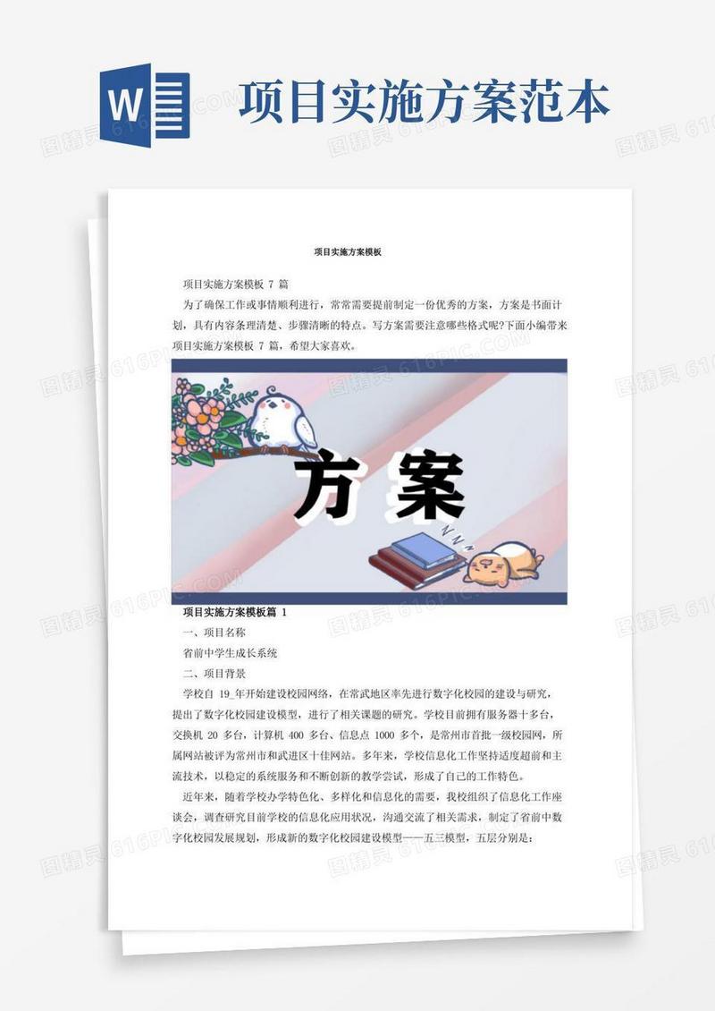 实用的项目实施方案模板