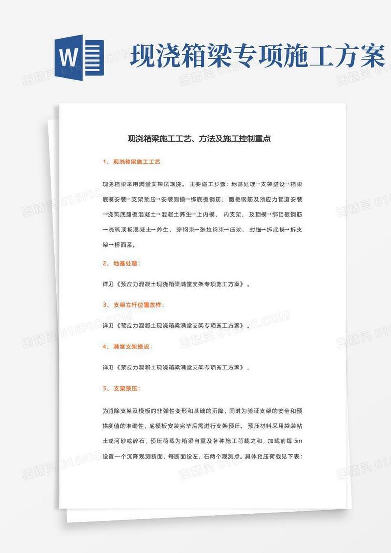 简易版现浇箱梁施工工艺、方法及施工控制重点