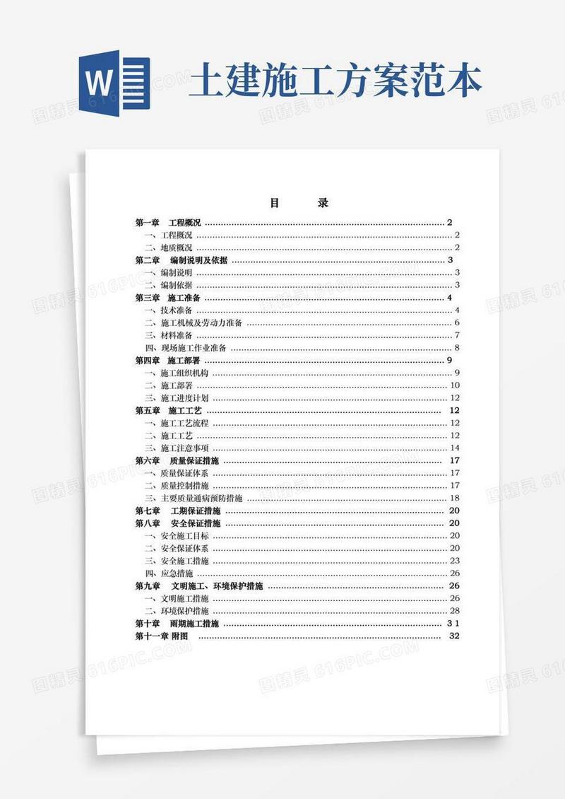 大气版土方开挖工程施工组织设计方案(范本)