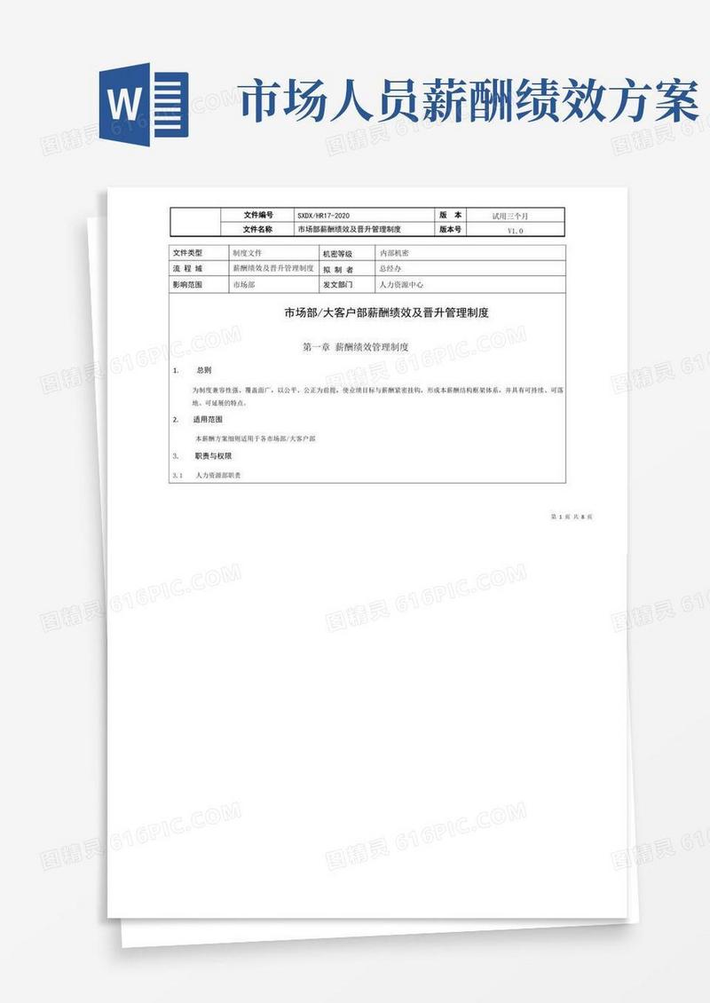 好用的最新版市场部门薪酬绩效及晋升管理制度