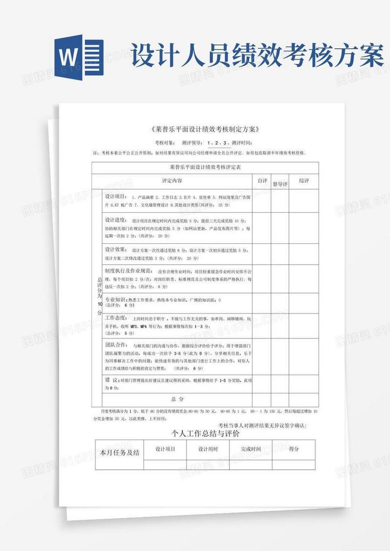 方便的平面设计绩效考核制定方案