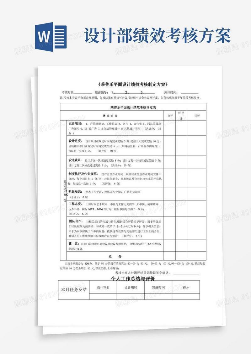 方便的平面设计绩效考核制定方案