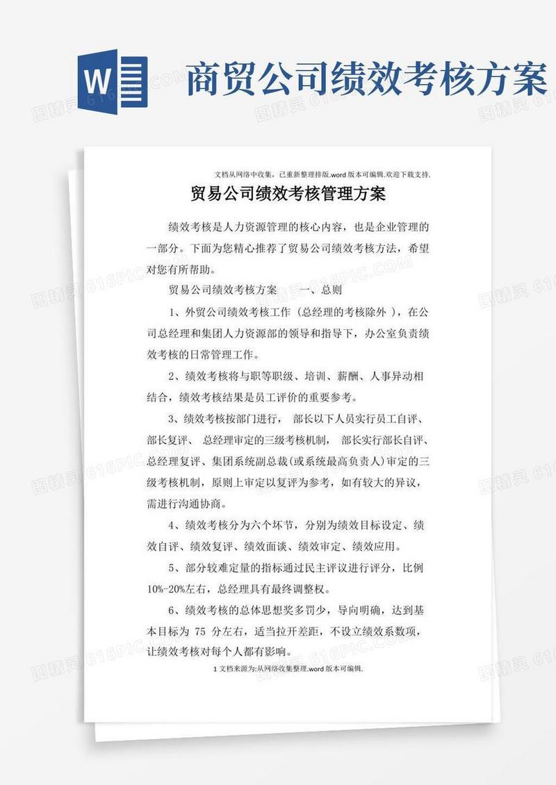 通用版贸易公司绩效考核管理方案