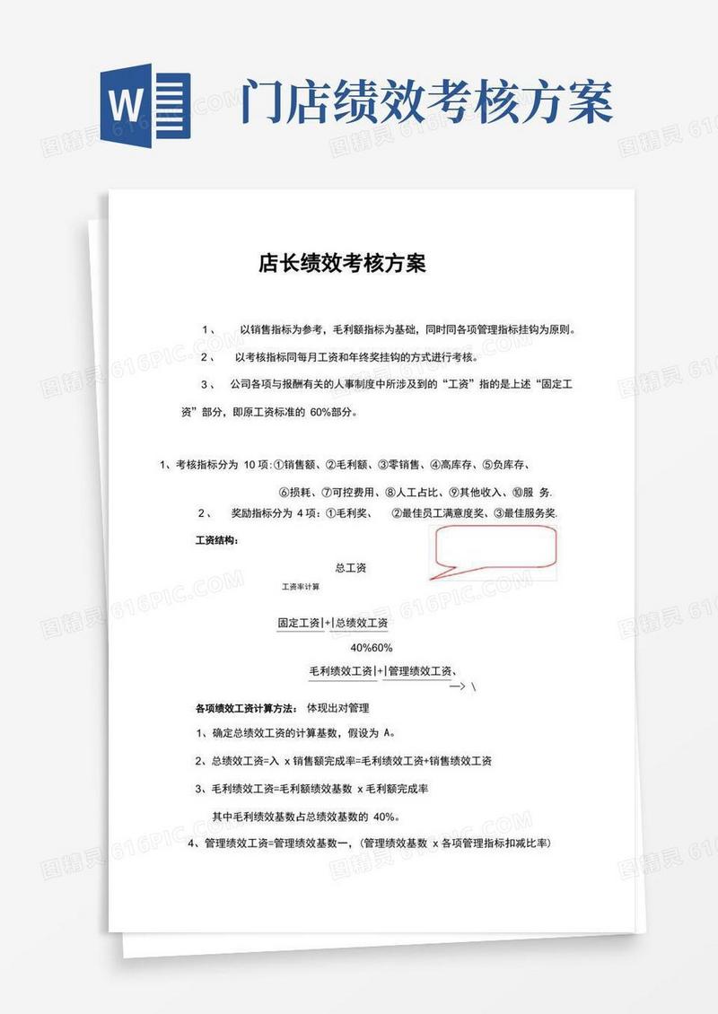 方便的门店店长绩效考核方案(实例)