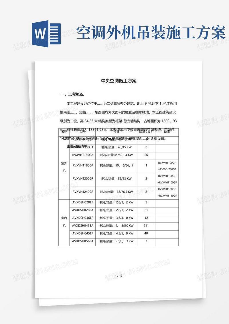 简易版中央空调(多联机)施工方案