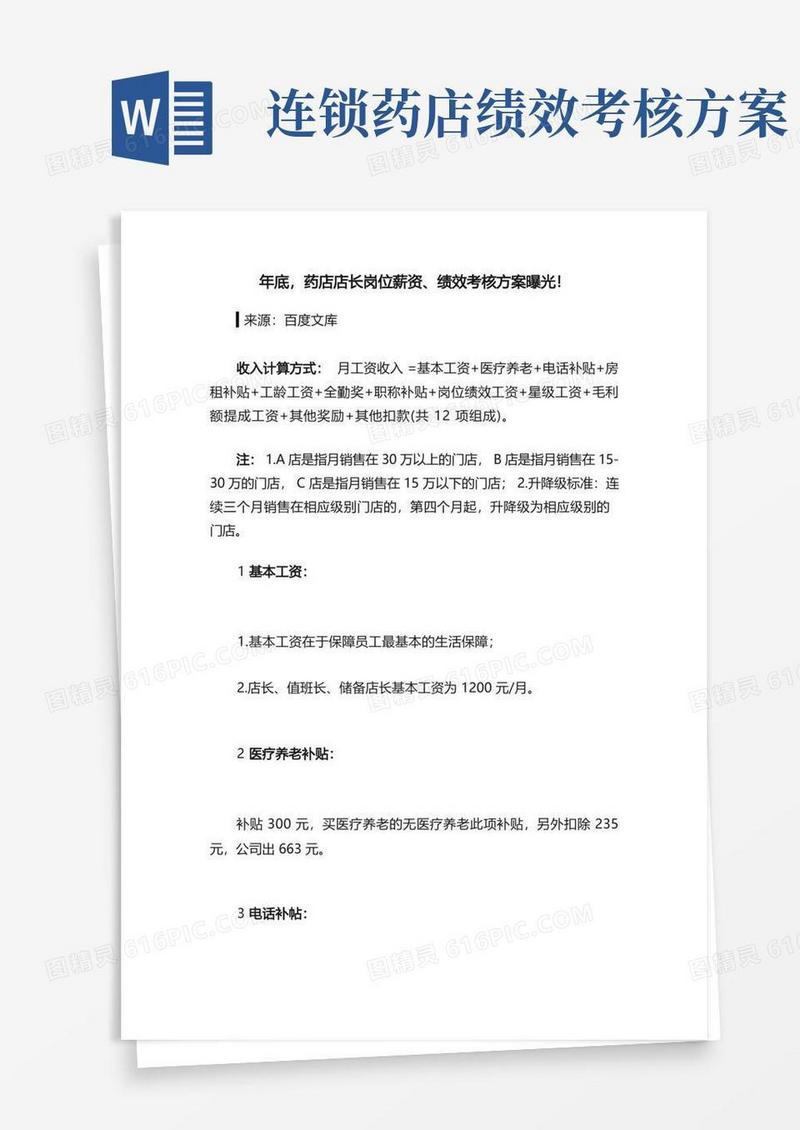 方便的年底，药店店长岗位薪资、绩效考核方案曝光！