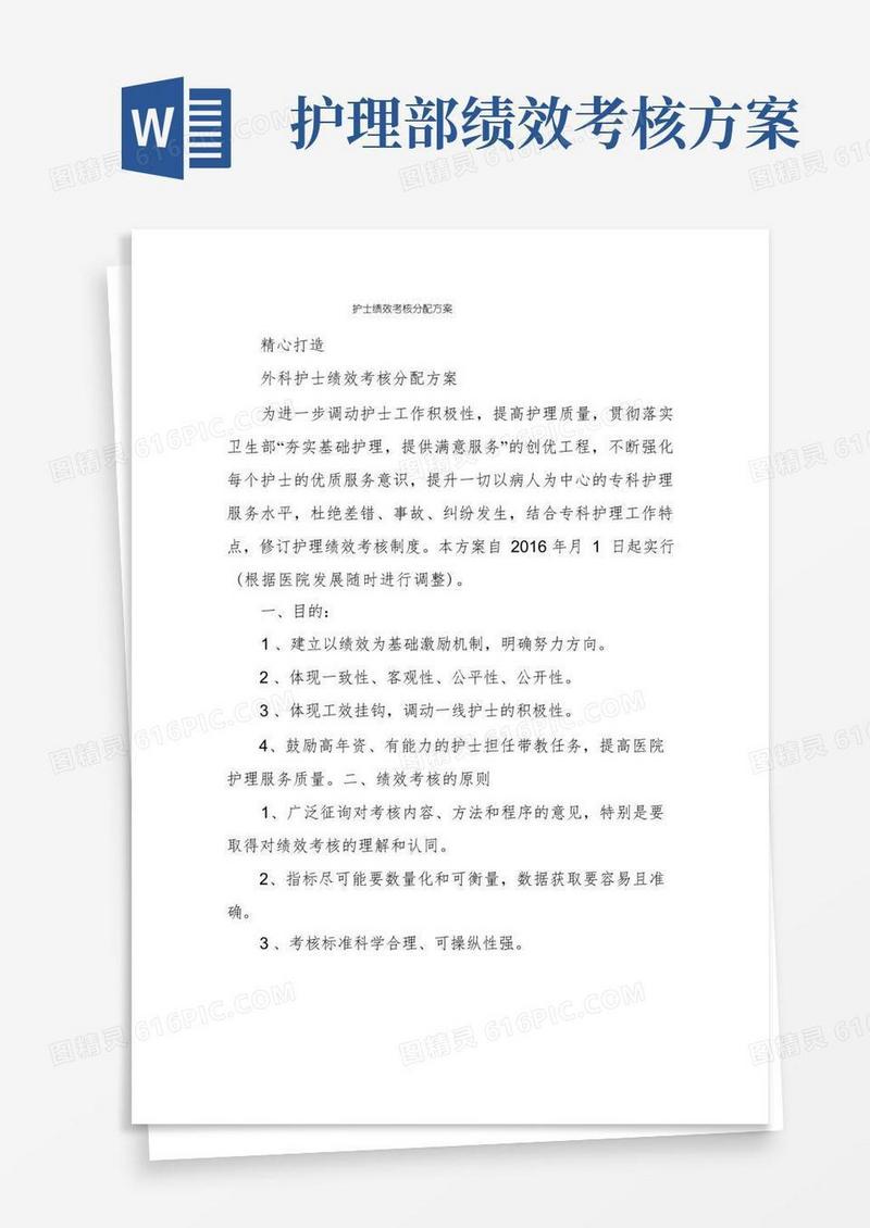好用的护士绩效考核分配方案