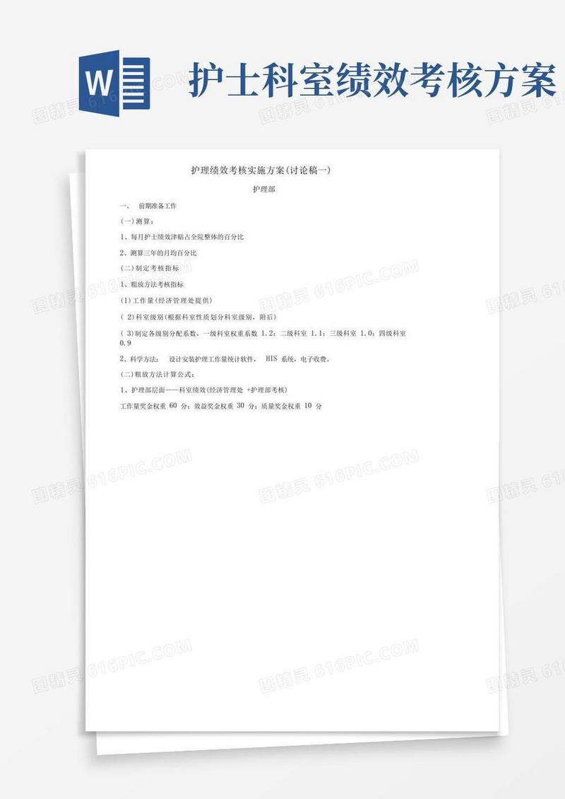 好用的护理绩效考核方案