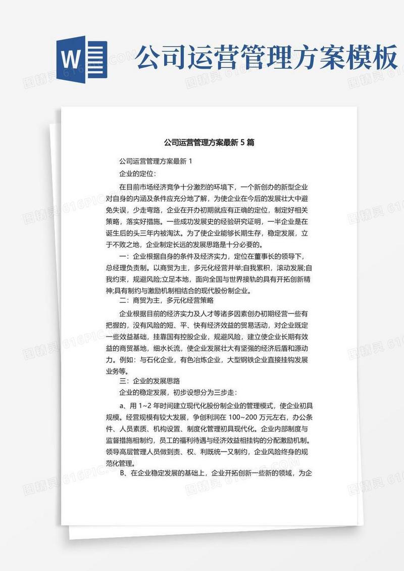 实用的公司运营管理方案最新5篇