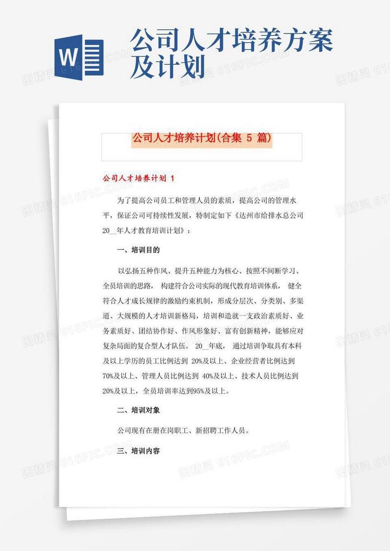 实用的公司人才培养计划(合集5篇)