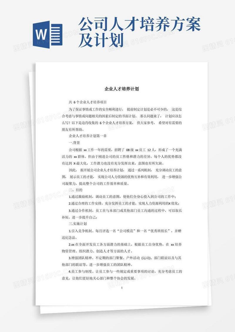 大气版企业人才培养计划_