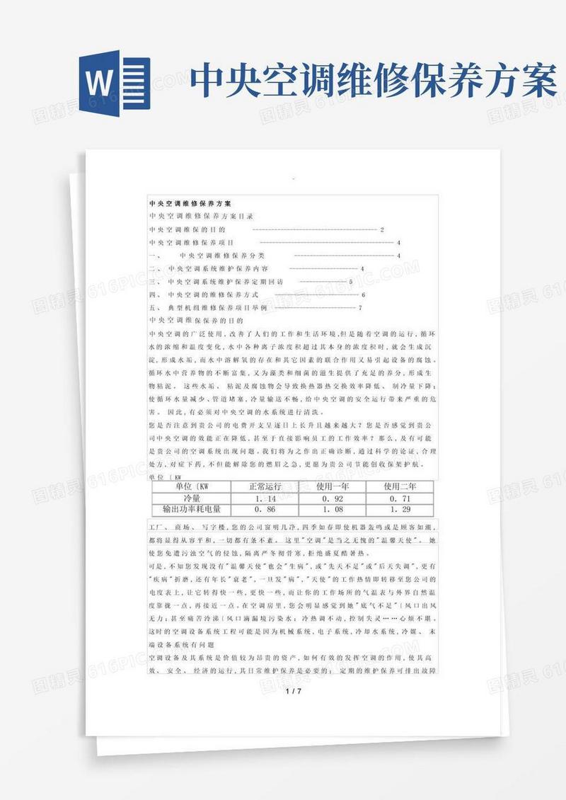 通用版中央空调维修保养方案总结