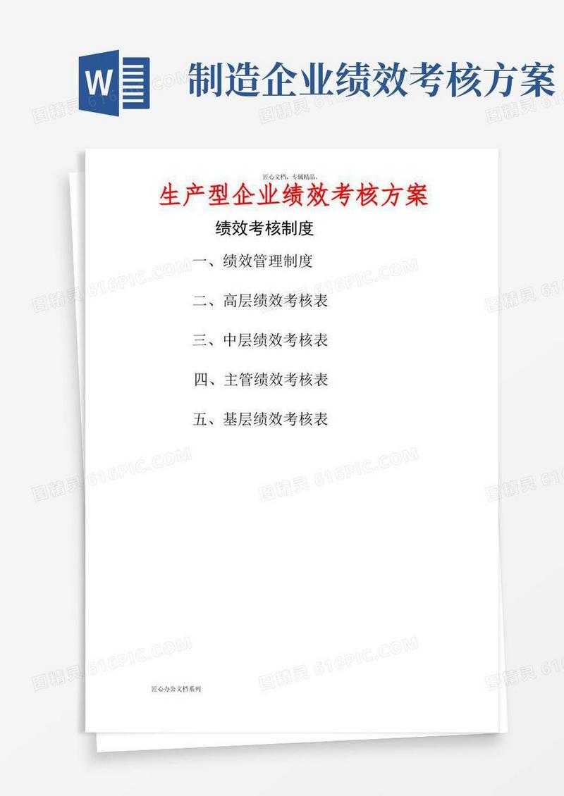 通用版生产型企业绩效考核方案