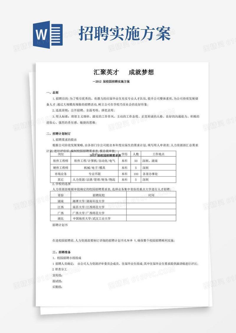 实用的校园招聘实施方案