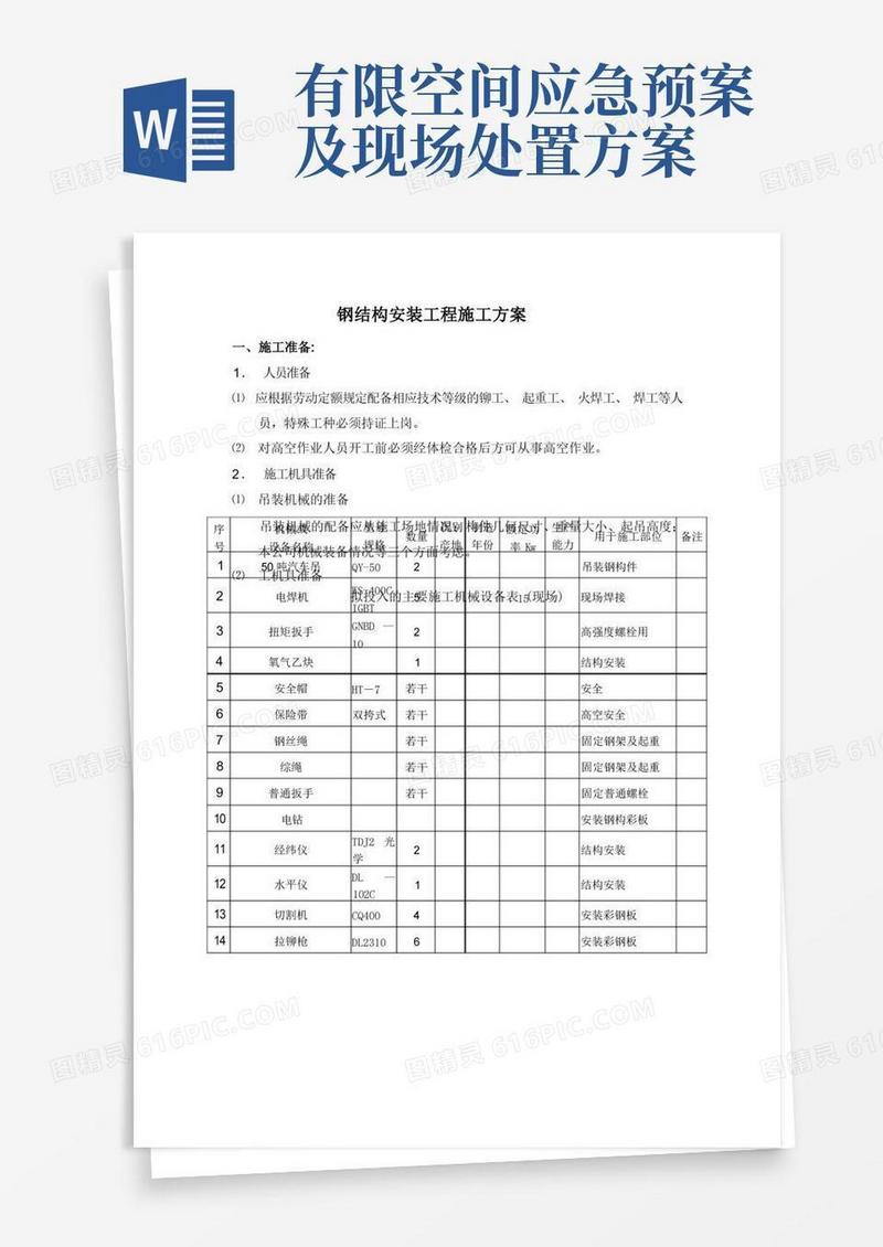 方便的钢结构安装工程施工方案