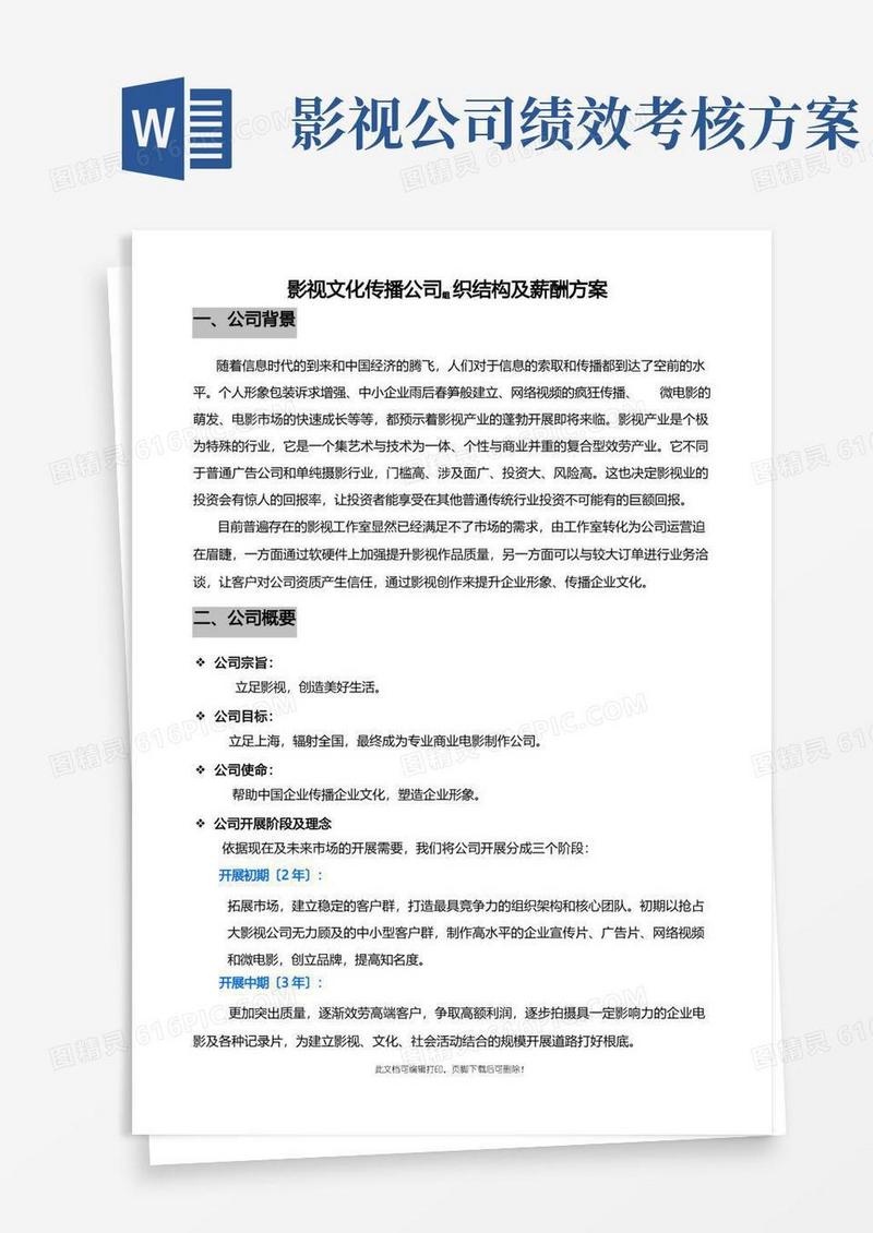 简洁的影视文化传播公司组织结构及薪酬方案