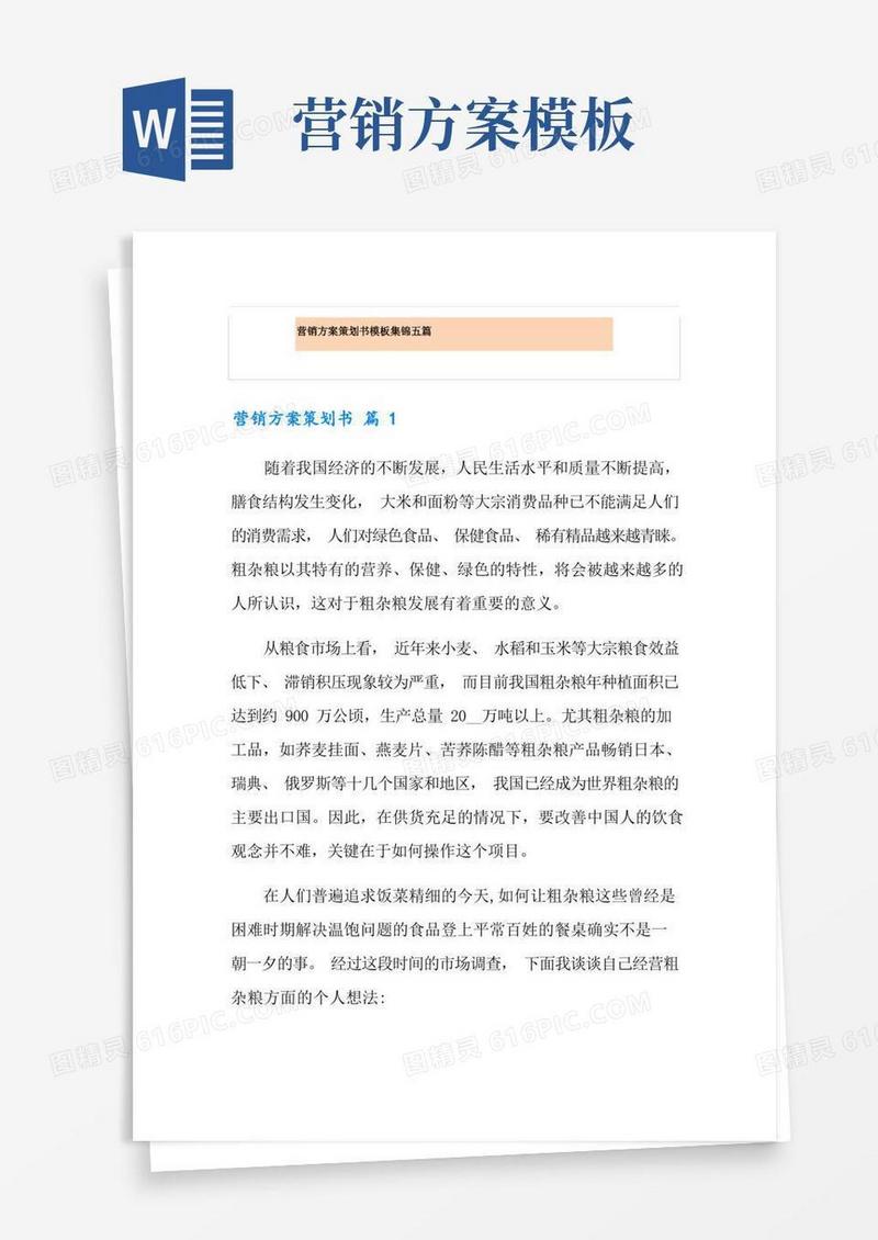 方便的营销方案策划书模板集锦五篇