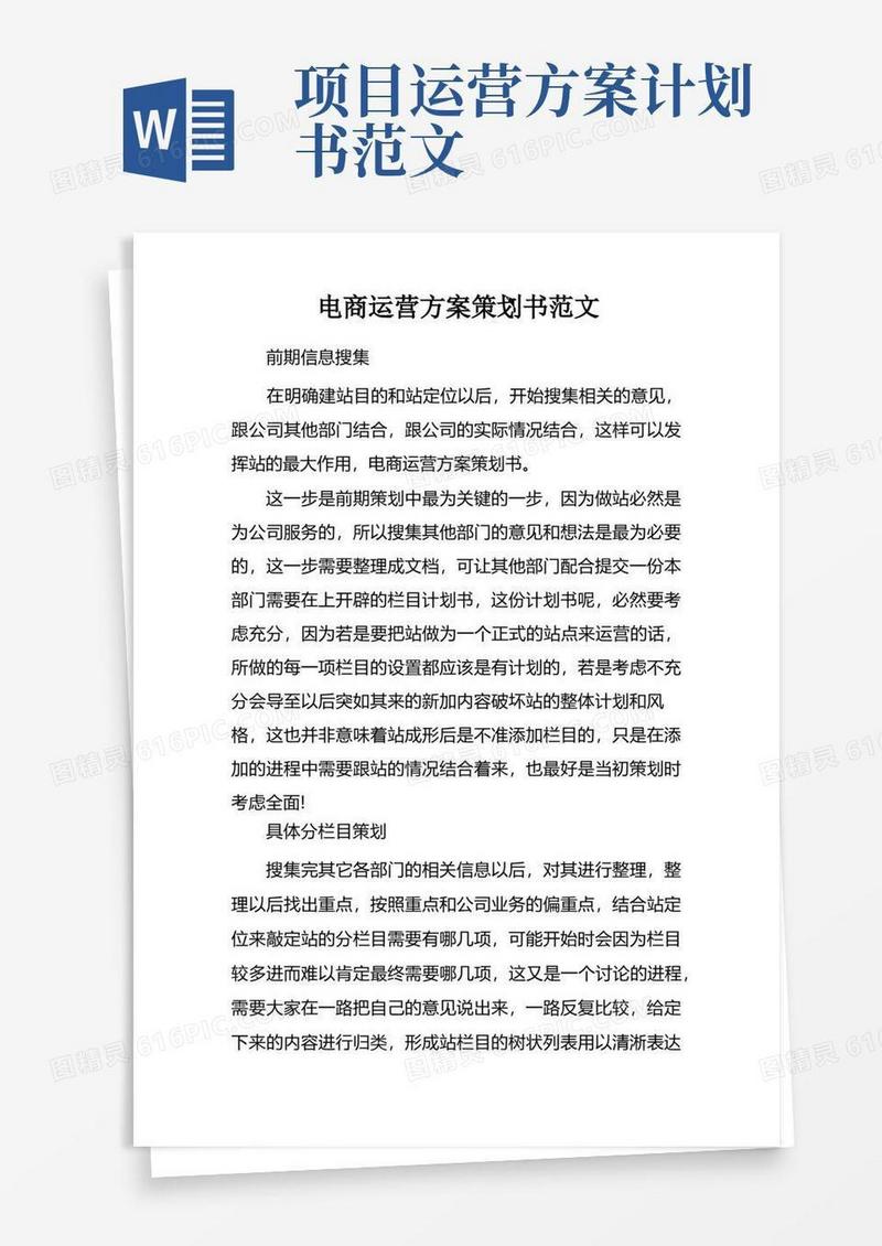 实用的电商运营方案策划书范文