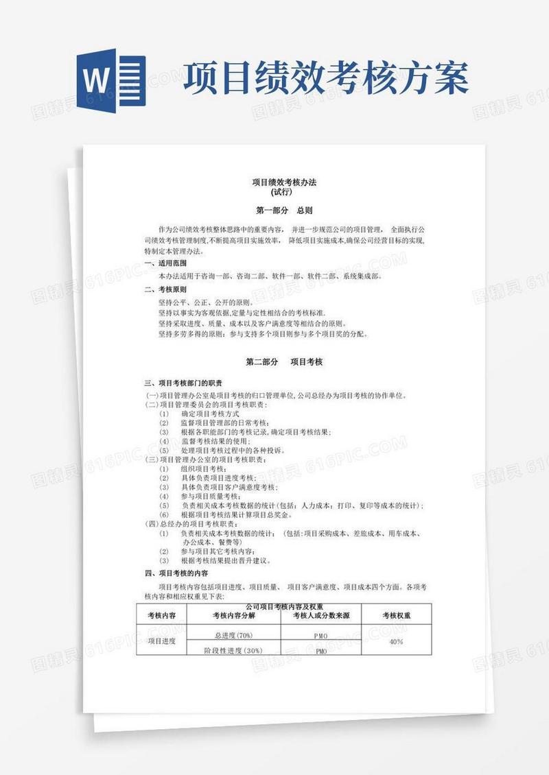 简易版项目绩效考核办法