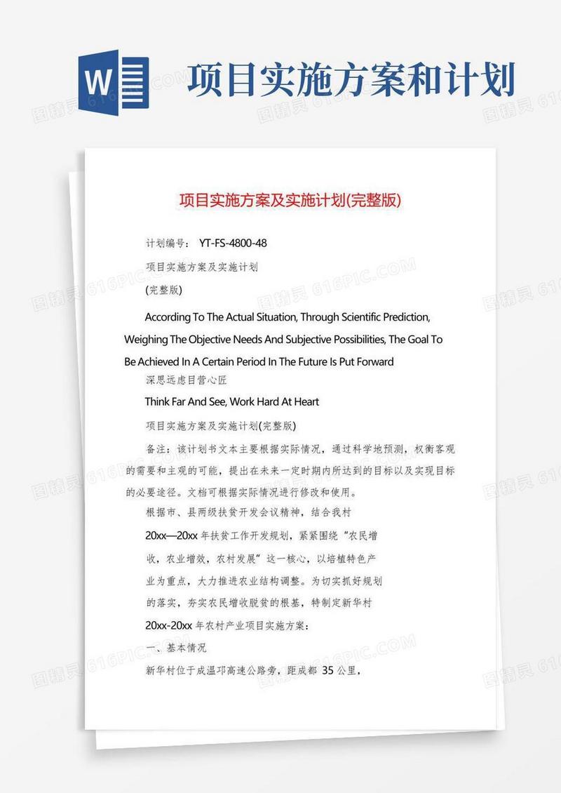 简洁的项目实施方案及实施计划(完整版)
