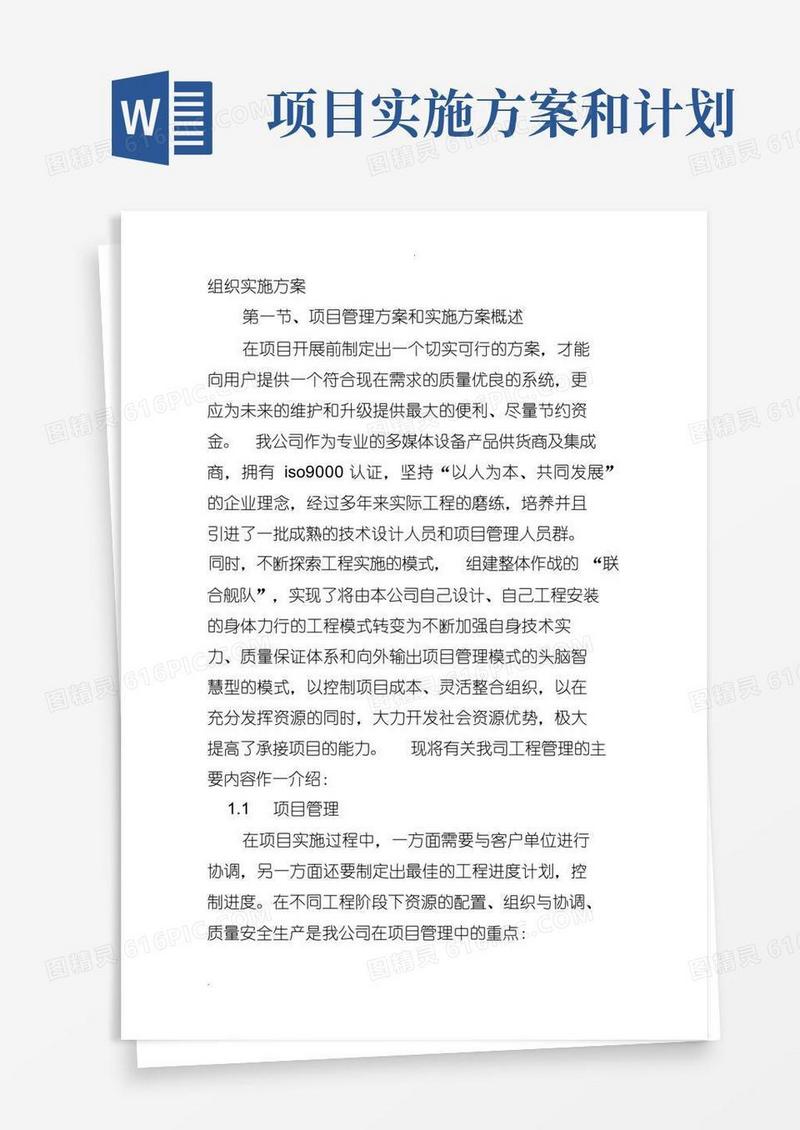 大气版项目组织实施计划方案