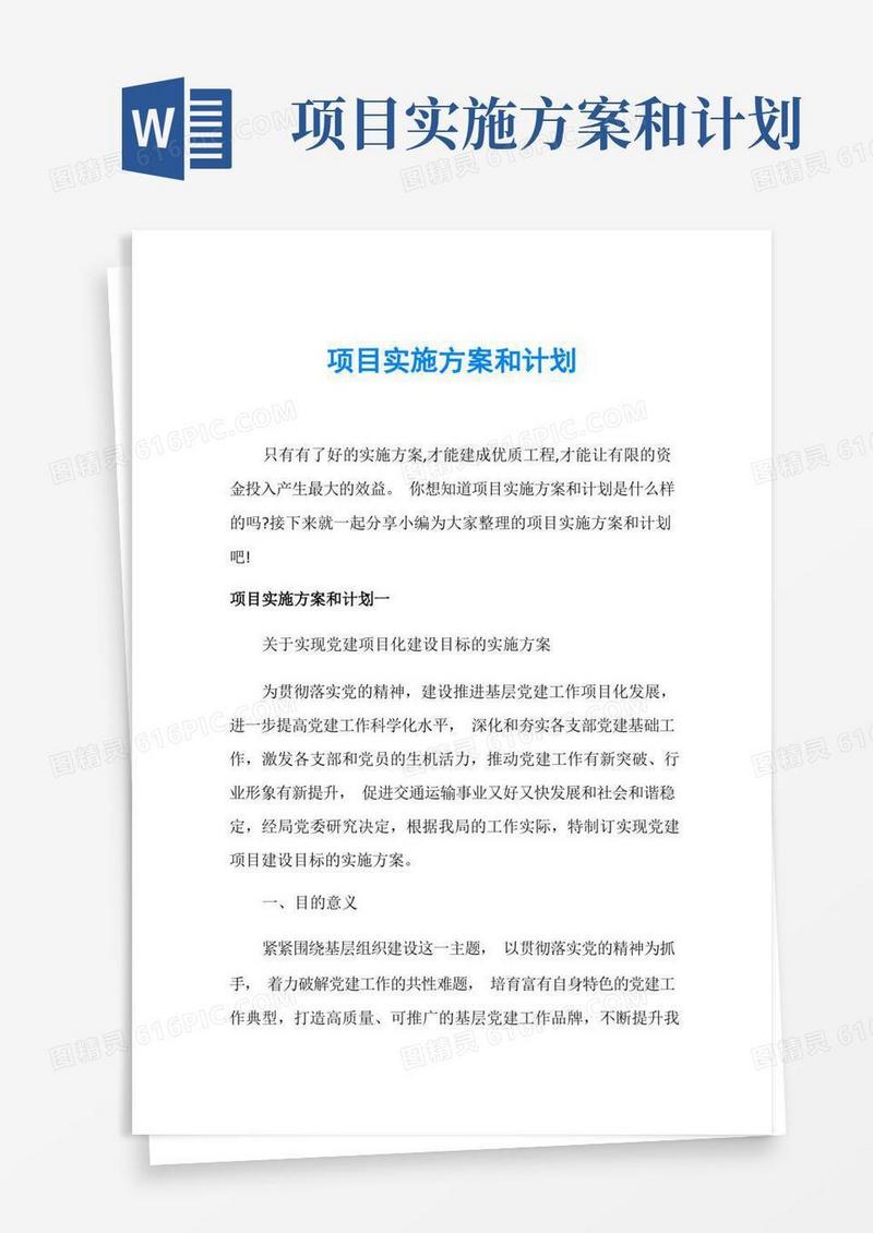 通用版项目实施方案和计划