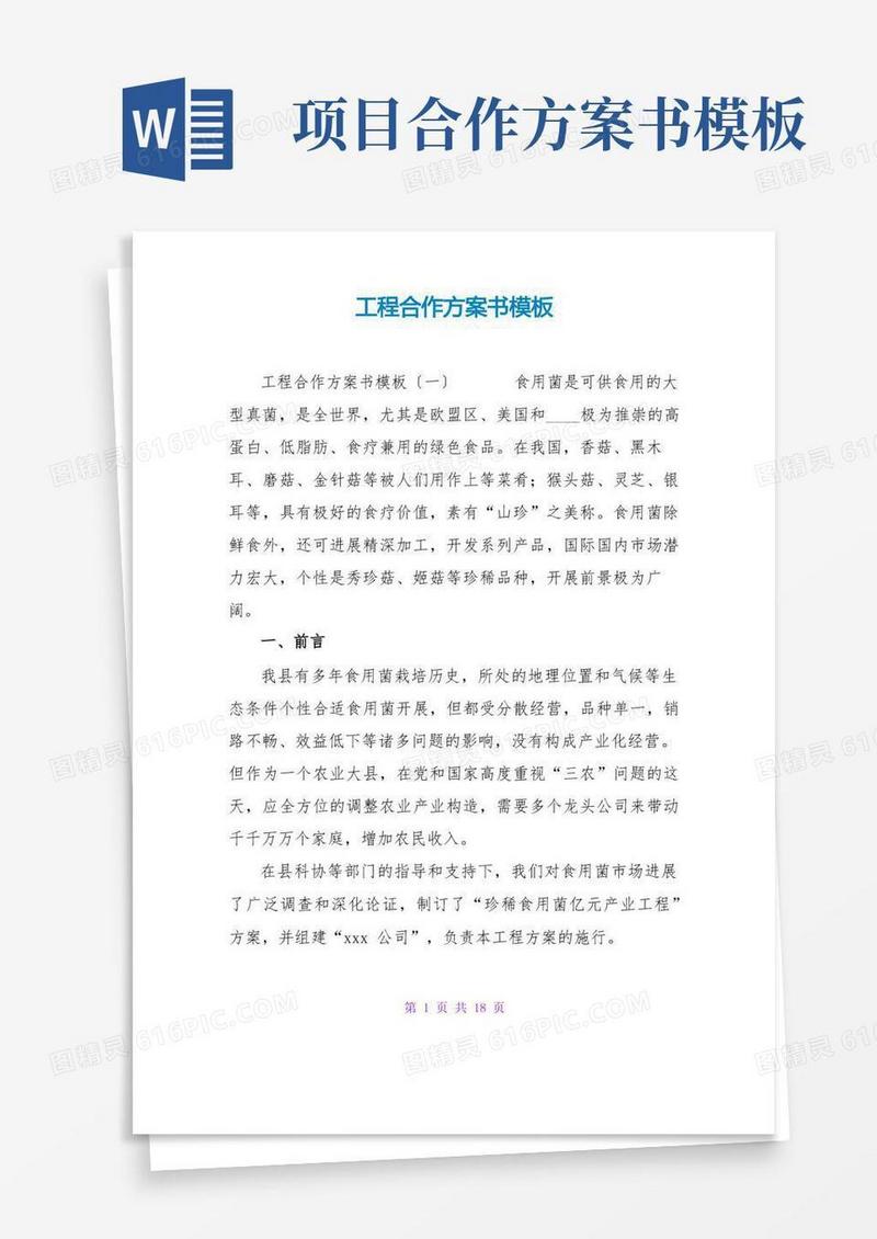 方便的项目合作计划书模板