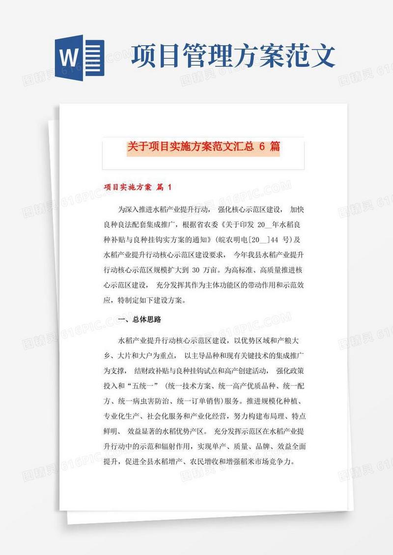 简易版关于项目实施方案范文汇总6篇