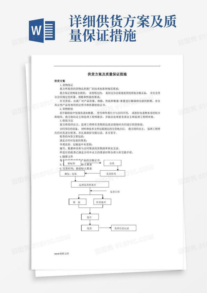 大气版详细供货方案及质量保证措施