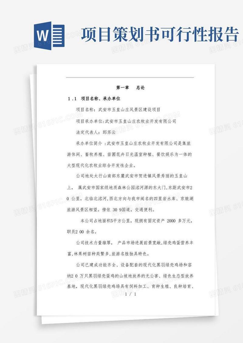 实用的风景区建设项目策划可行性研究报告书