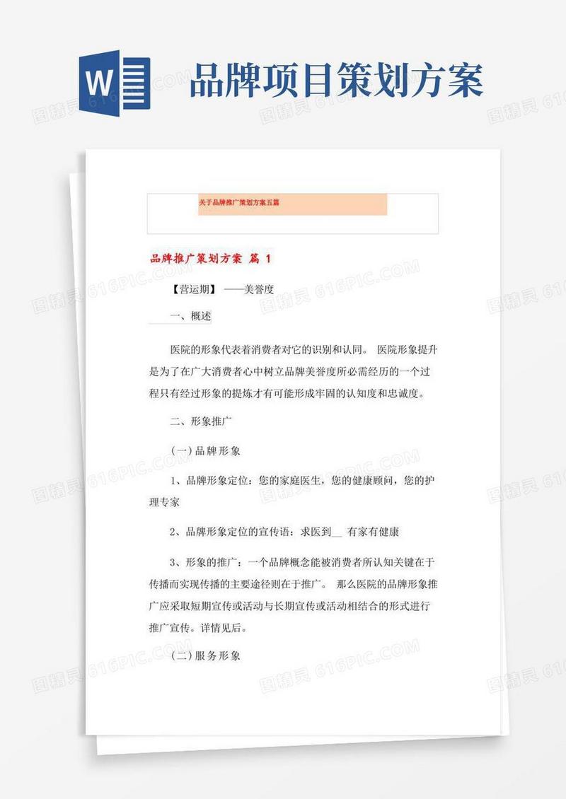 大气版关于品牌推广策划方案五篇