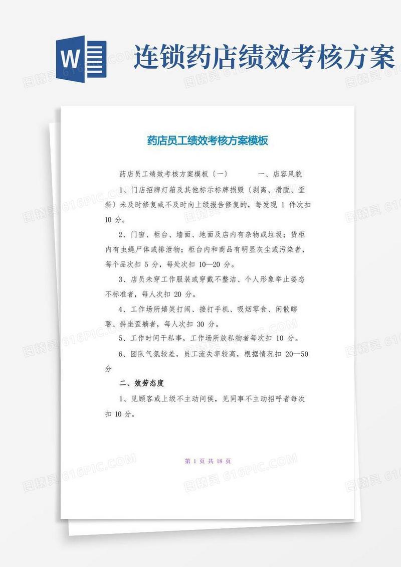 好用的药店员工绩效考核方案模板