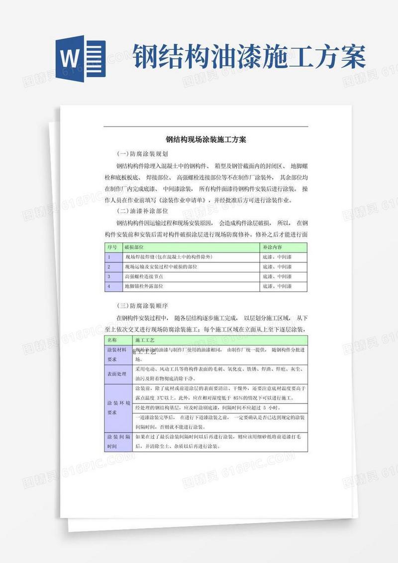 简易版钢结构现场涂装施工方案