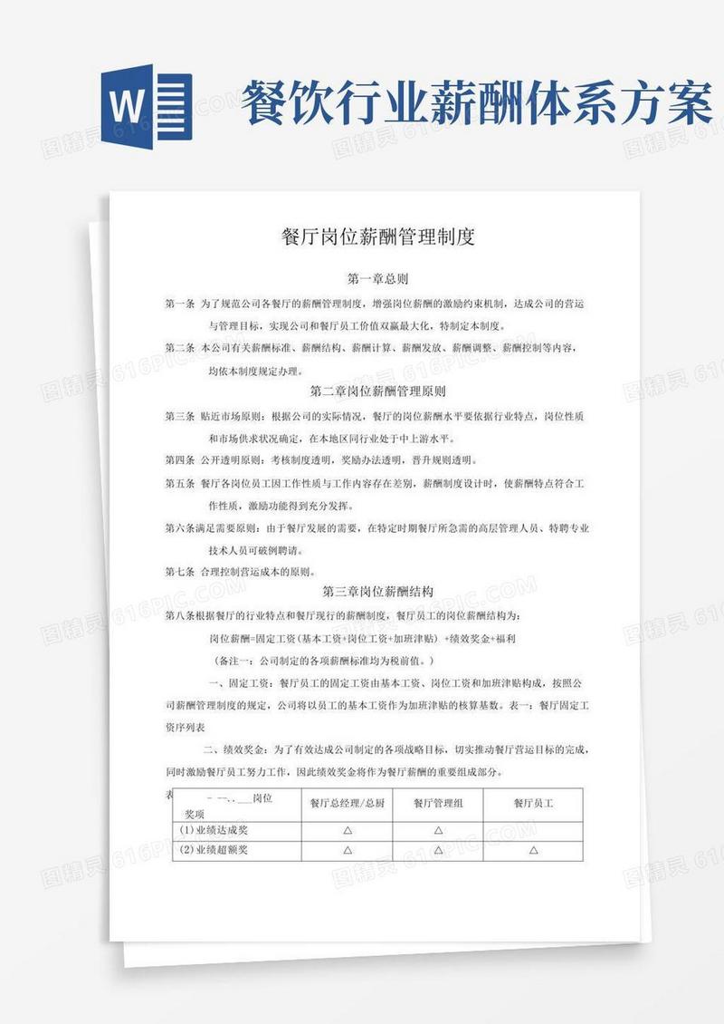 方便的餐厅薪酬制度