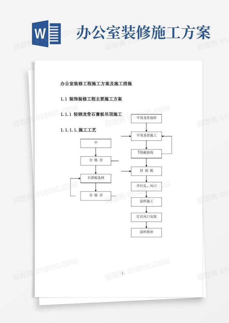 简洁的办公室装修工程施工方案及施工措施