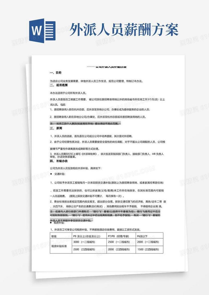 简洁的外派人员补贴办法