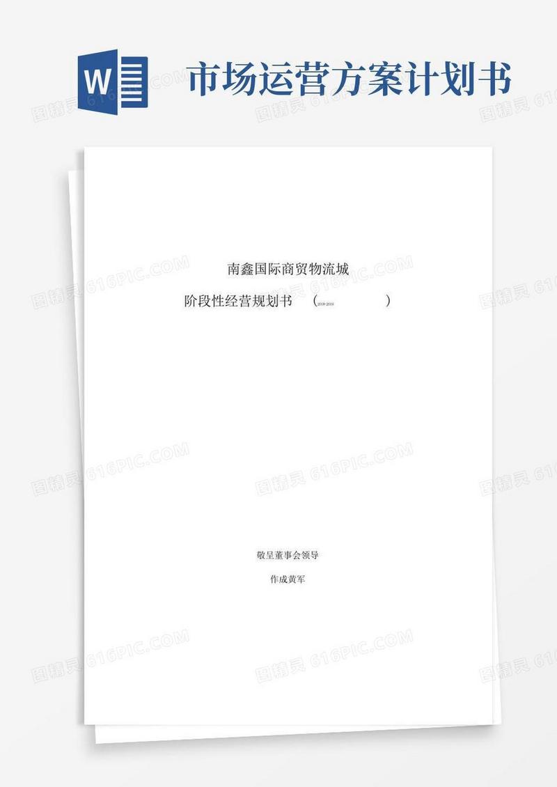 大气版专业市场运营实施计划书