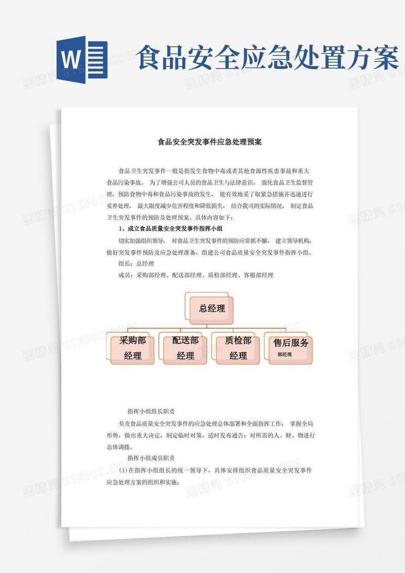 实用的食品安全突发事件应急处理预案