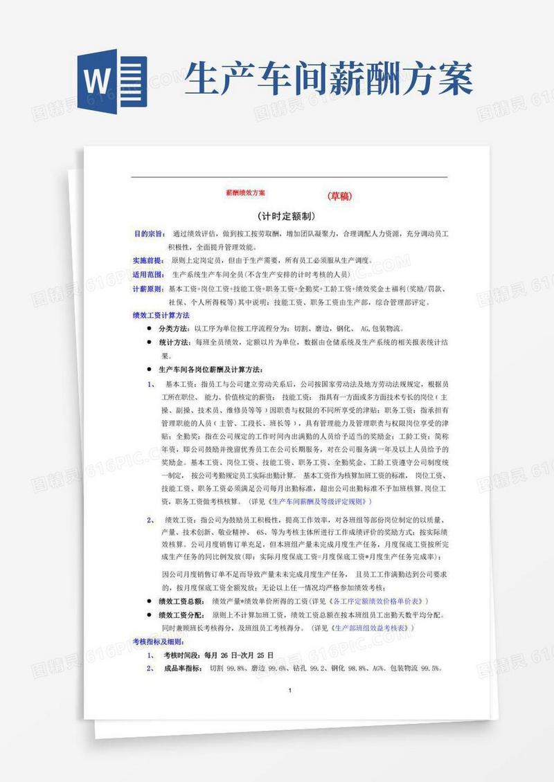好用的生产系统薪酬绩效方案