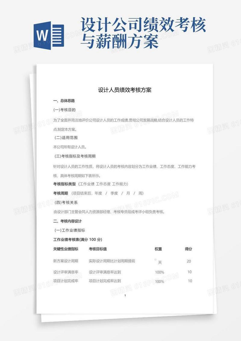 简易版设计人员绩效考核方案