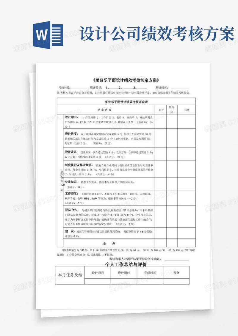 好用的平面设计绩效考核制定方案
